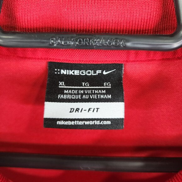 Mens Red Nike Golf Dri-Fit Polo Shirt Short Sleeve 1/4 Button Up Size XL - Picture 7 of 12